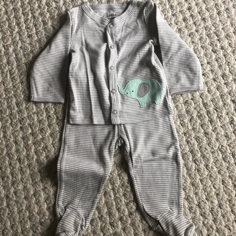 Gray and white elephant pajamas